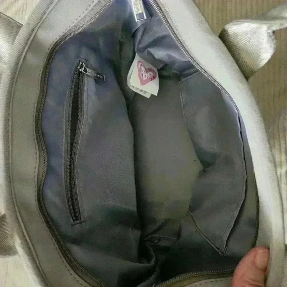 Prene Love Neoprene silver Fawn print w middle stripes satchel tote - Picture 9 of 16